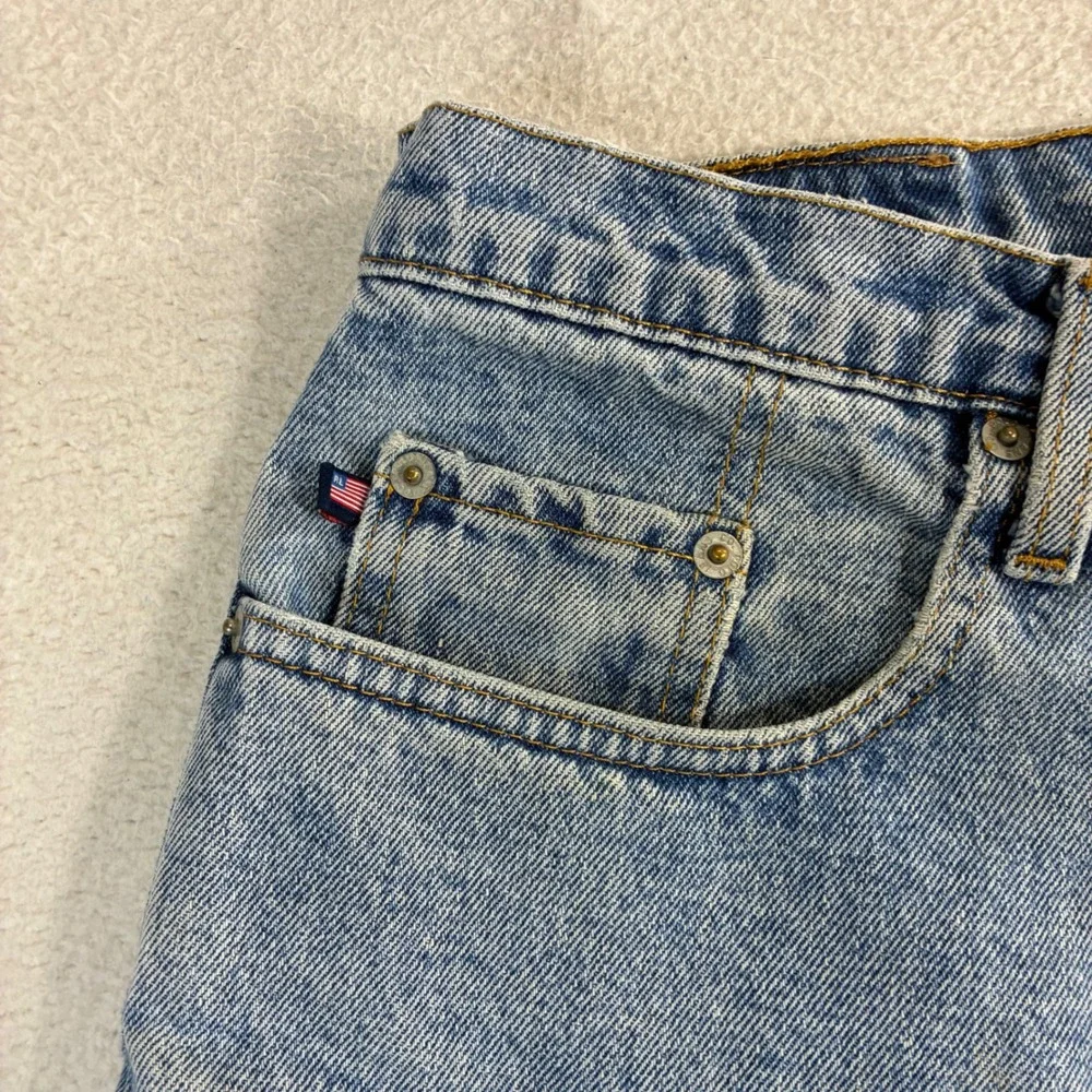 Y2K Polo Ralph Lauren Baggy Jeans Men 36x34 Blue Embroidered Denim Co Distressed